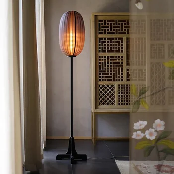 Tylaus stiliaus Zen lovos svetainės studija Retro grindų lempos miegamasis Naujas kinų stilius
