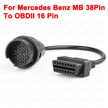 2023 Aukšta kokybė skirta Benz 38Pin to 16Pin to 14Pin OBD2 OBD diagnostikos adapteris Mercedes 38 kontaktų jungties kabeliui