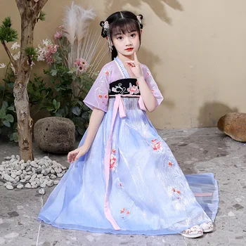 Hanfu Senovinis chalatas Tradicinės kinų merginos Elegantiška suknelė Fėja Siuvinėjimo scena Flok Šokio kostiumas Tangų dinastija Cheongsam