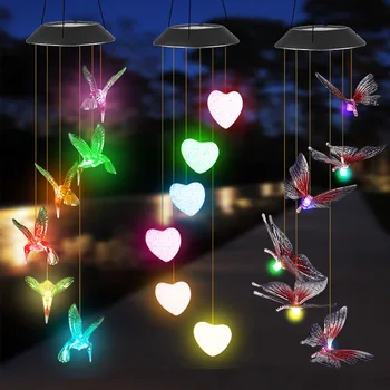 Lauko saulės vėjo varpelio šviesa LED kolibrių drugelis Eva Ball vėjo varpelis Sodas Šviesos apdaila Styginių kiemas Meno dekoravimas