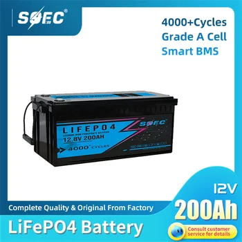 12V 200Ah LiFePO4 baterija SOEC 12.8V įkraunama ličio geležies fosfato baterija Įmontuotas BMS RV EV saulės energijos kaupimui Nuotrauka 0
