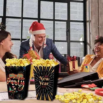 4vnt Popcorn Box šventė Gimtadienio vakarėlis Dekoras Naujųjų metų šventinis užkandžių laikymo dėžutė Saldainių užkandžių palankumo krepšys Kalėdiniai reikmenys Nuotrauka 2