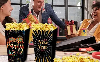 4vnt Popcorn Box šventė Gimtadienio vakarėlis Dekoras Naujųjų metų šventinis užkandžių laikymo dėžutė Saldainių užkandžių palankumo krepšys Kalėdiniai reikmenys Nuotrauka 4