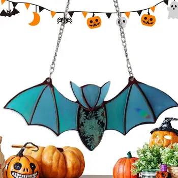 Helovino šikšnosparnio vitražas Saulės gaudytojas Akrilo saulės gaudyklės ornamentas Daugkartinio naudojimo akrilo šikšnosparnių dekoravimas miegamojo eglutei Nuotrauka 0