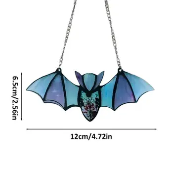 Helovino šikšnosparnio vitražas Saulės gaudytojas Akrilo saulės gaudyklės ornamentas Daugkartinio naudojimo akrilo šikšnosparnių dekoravimas miegamojo eglutei Nuotrauka 5