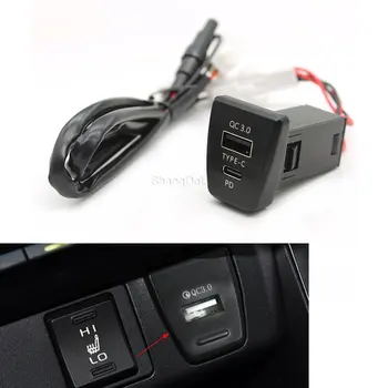 automobilinis įkroviklis TYPE-C PD QC3.0 USB sąsaja Dviejų lizdų telefono įkroviklis, skirtas Toyota RAV4 RAV4 XA50 2019 2020
