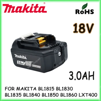 3000mAh100% Originali Makita 18V 3.0Ah įkraunama elektrinių įrankių baterija su LED ličio jonų pakeitimu BL1860B BL1860 BL1850 300mAh Nuotrauka 0