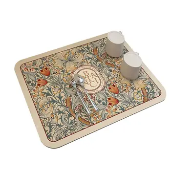Super sugeriantis indų džiovinimo kilimėlis Fantazijos stilius Drenažo padas Plaunamos lėkštės Indų nutekėjimo kilimėlis Virtuvė Minkštas diatominis neslystantis nutekėjimo kilimėlis