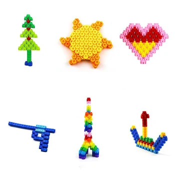 50vnt Klasikiniai statybiniai blokai Makarono spalvos šešiakampiai tarpusavyje sujungti kaladėlių žaislai, suderinami su visais pagrindiniais prekių ženklais, skirti vaikams 3+ amžius Nuotrauka 4
