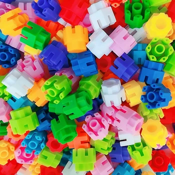 50vnt Klasikiniai statybiniai blokai Makarono spalvos šešiakampiai tarpusavyje sujungti kaladėlių žaislai, suderinami su visais pagrindiniais prekių ženklais, skirti vaikams 3+ amžius Nuotrauka 5