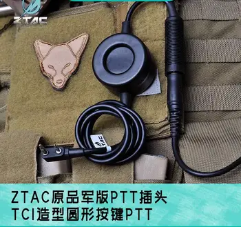 Taktinis racijos ausinių jungiklis karinės versijos apvalus mygtukas PTT sąsaja