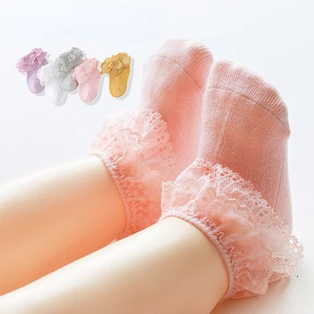 Baby Girls Vasarinės kojinės Nėriniuotos kraštinės Šlepetės Kojinės vaikams Vaikai Laisvalaikio šokiai kojinių panelė Baby Toddler Kojinė
