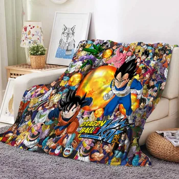Dragon Ball Z antklodė Flanel Goku figūrėlė Mesti antklodes Sofa-lova Kambario dekoravimas Ruduo Žiema Kalėdos Laikykite šiltą minkštą dovaną