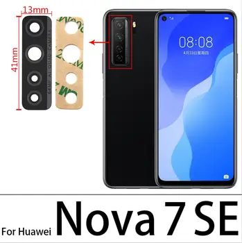 60Pcs,100% originalas Huawei Nova 5T 5 5i 5T 5Z 6 8 Se 7 8 Pro galinės galinės kameros stiklo objektyvo fotoaparato stiklas su klijų klijais Nuotrauka 2
