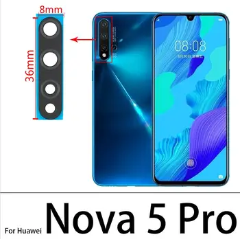 60Pcs,100% originalas Huawei Nova 5T 5 5i 5T 5Z 6 8 Se 7 8 Pro galinės galinės kameros stiklo objektyvo fotoaparato stiklas su klijų klijais Nuotrauka 5