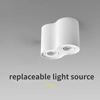 10W dvigubos galvutės LED COB taškinė šviesa Ant paviršiaus montuojamas apšvietimas 220V GU10 apvalių lubų lempa Vidaus apšvietimas namų dekoravimui
