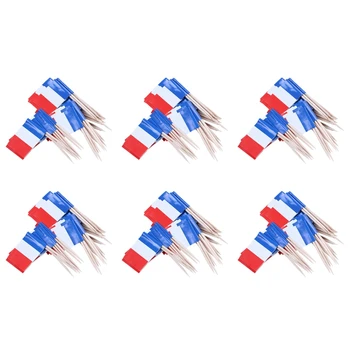 Lot Of 300 Lambs Mini medinis dantų krapštukas su vėliava vakarėlių vaisių pyrago dekorui - Prancūzija (mėlyna, balta, raudona)