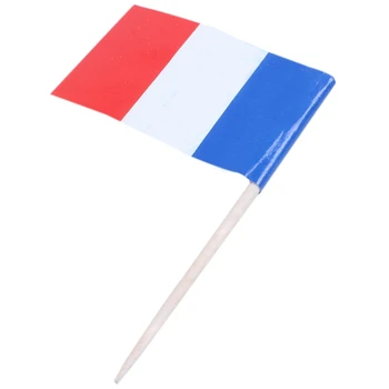 Lot Of 300 Lambs Mini medinis dantų krapštukas su vėliava vakarėlių vaisių pyrago dekorui - Prancūzija (mėlyna, balta, raudona) Nuotrauka 4