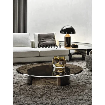 itališko stiliaus grūdinto stiklo apyrankė apvali Arbatos stalas Pagrindinis Svetainė Stačiakampis Kavos staliuko dizaineris Kūrybinis kavos staliukas