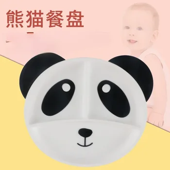 Baby Silicone Plate Panda Siurbtuko daliklio lėkštė Maisto kokybės vaikų papildomas maisto dubuo Maitinimo indai