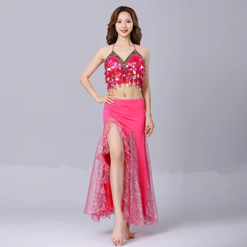Sexy Women sequin coin fringe stage performance clothes for belly dance Nuotrauka 3