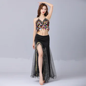 Sexy Women sequin coin fringe stage performance clothes for belly dance Nuotrauka 5