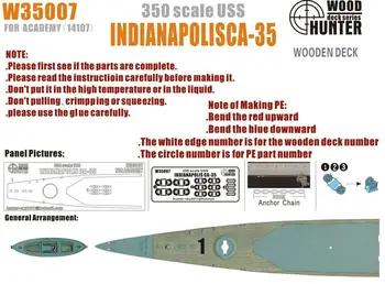 Hunter 1/350 W35007 Wood deck USS Cruiser Indianapolis for Academy Aukščiausia kokybė