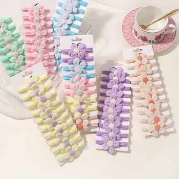 10Pcs Girl Soft Bow Hair Band Sweet Flower Elastic Hair Tie Rubber Band Hair Accessories for Kids Mielas Ponytail Holder Galvos apdangalas Nuotrauka 1