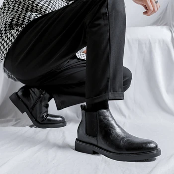 Vyrų mados tendencijos Chelsea batai Verslo pažintys Oficialūs socialinio biuro batai Minkštas padas Comfort Universalūs pliušiniai izoliaciniai batai