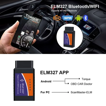 1PCS diagnostikos prietaisas Android Windows ELM327 OBD2 V2.1 Bluetooth automobilių detektoriaus diagnostikos prietaisas Automatinis gedimų skaitytuvo įrankis