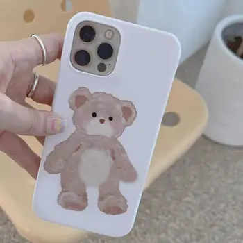 Cartoon Cute Bear Phone Case, skirtas IPhone 14 11 12 13 Pro Max Korėjos INS geometrinis mobiliojo telefono dėklas, skirtas IPhone XR XS MAX