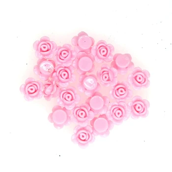 50vnt/lotas 12mm Vienos skylės gėlės forma rožinė akrilo karoliukai 