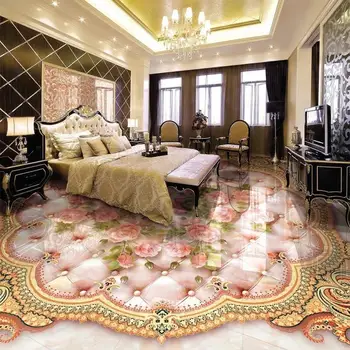 europietiško stiliaus rožių minkštas paketas marmuro grindų plytelės freska tapetai svetainė PVC lipnus vandeniui atsparus Papel de Parede gėlių