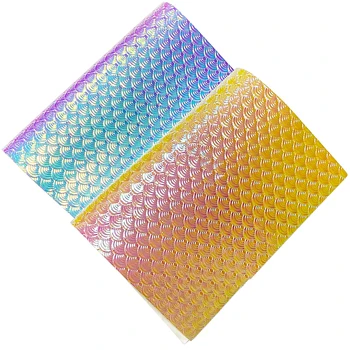 Žuvies skalė/Undinės odos rašto dizainas Reljefinis PU holografinis metalinis dirbtinio audinio odos lakštas krepšiui / rankinei / rankiniui