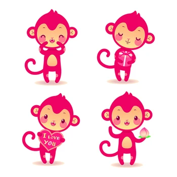 Three Ratels QC470 LUCK beždžionių sienų lipdukai vaikams Šventiniai lipdukai švenčia namų puošybą