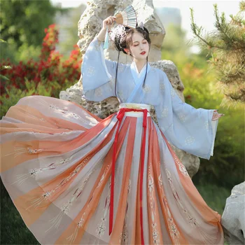 Senovės tradicinės kinų moterys Elegantiška Hanfu suknelė Fėjų siuvinėjimas Scenos liaudies šokių kostiumų retro dainų dinastijos rinkiniai