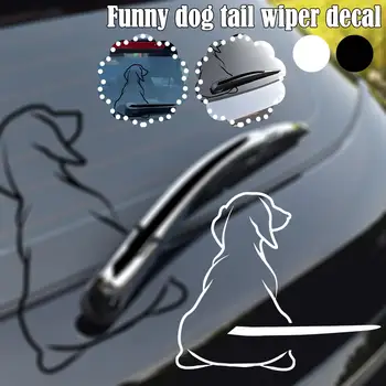 Juokingas šuo Uodegos valytuvas Lipdukas Automobilio lipdukas Automobilio galinis priekinio stiklo valytuvas Šuniukas Art Decals Automobilio lipdukas Asmeninis dekoras Nuotrauka 2