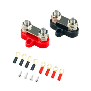 M8 Dual Studs Battery Junction Post Heavy Duty 2 Studs Bus Bar Power and Ground Junction Block Distribution Gnit