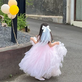 Mergaičių suknelė Vasaros vaikų princesės sijonas 2023 Pavasario suknelė Mergaičių suknelė Pūstas sijonas