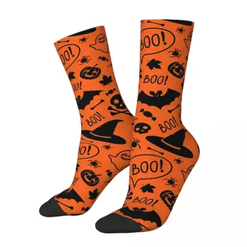 Retro Halloween Boo vyriškos kojinės Ghost Face Unisex Street Style Besiūlių spausdintų juokingų ekipažo kojinių dovana