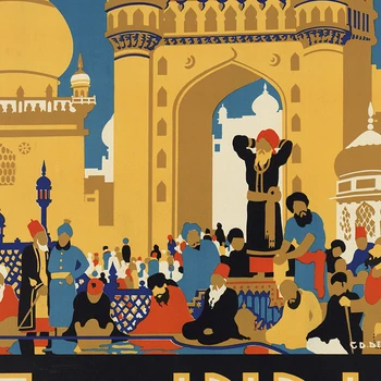 Indijos peizažas Senoviniai kelionių plakatai ir spaudiniai Pietryčių Azijos sienų meno drobės tapyba Paveikslas svetainės miegamojo dekorui Nuotrauka 1