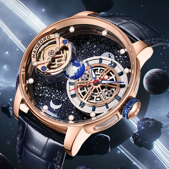 Reloj Hombre HANBORO mechaninis laikrodis vyrams Brand Luxury Starry Sky automatinis rankinis laikrodis 50M vandeniui atsparus 2024 m. Man Montre Homme