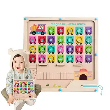 Magnetinis labirintas Magnetinis labirintas Spalvotas galvosūkis Abėcėlės mokymosi dėlionė vaikams Montessori labirinto žaislai Edukacinė dovana berniukams
