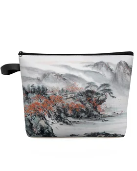 Kinų stiliaus rašalo dažymo makiažo krepšys Maišelis Kelionės būtiniausi daiktai Lady Women kosmetikos krepšiai Tualeto organizatorius Vaikų laikymo pieštukų dėklas