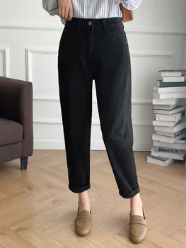 Moteriškos retro elastinės kelnės aukštu juosmeniu 2023 m. pavasario vasaros naujo stiliaus džinsinės kelnės Nuotrauka 1