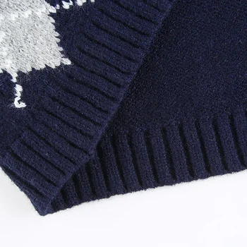 Mėlyna Argyle megzta trumpa megztinė liemenė Moterys Cottagecore V kaklo akrilinė plona megztinio liemenė 2023 Pavasario ruduo Naujas plius dydis Raudona Nuotrauka 5