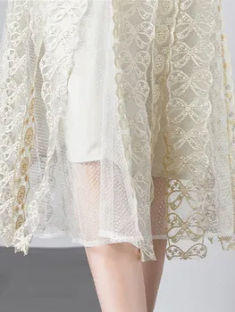 SMTHMA Lengvas prabangus prancūziškas elegantiškas siuvinėjimas Ilgos suknelės moterims O-Kaklas ilgomis rankovėmis Aukšto juosmens kilimo ir tūpimo tako suknelė Moteriški drabužiai Nuotrauka 5