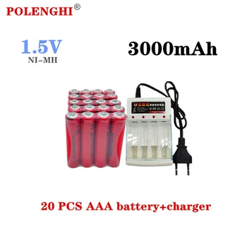 POLENGHI 2-40PCS 1.5V 3000mAh nikelio vandenilio AAA iš anksto įkrauta baterija CMARA kompiuterio mikrofonui žaislinis LED žibintuvėlis + įkroviklis