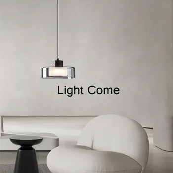 Minimalistinis miegamasis Naktinis šviestuvas Šiaurės šalių modernus dizaineris Šviesus prabangus Creative All Copper Glass Restoranas LED pakabinama lempa Nuotrauka 0