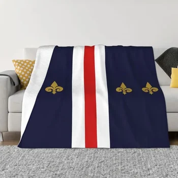 Fleur De Lis Prancūzija Prancūzijos vėliavos antklodės Šilta flanelė Fleur-de-Lys lelija Mesti antklodę namų miegamojo sofai